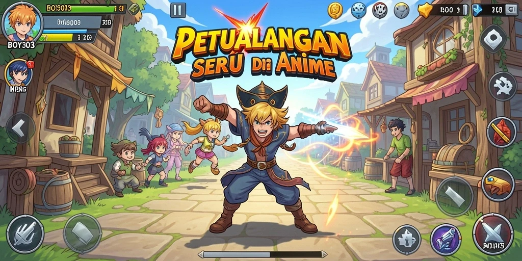 Tangkapan layar BOY303 menampilkan pertarungan karakter anime yang seru.