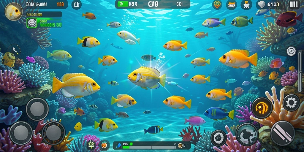 Tangkapan layar menunjukkan gameplay seru F08 tembak ikan.