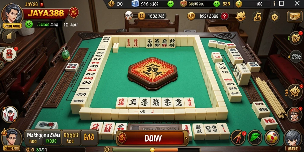 Screenshot menampilkan gameplay Mahjong yang mendebarkan di JAYA388.